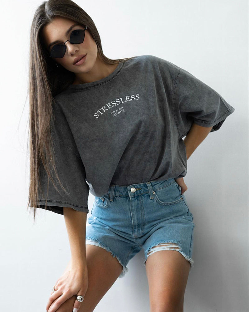 No Chill Co. Acid Wash Oversized Tee — Vintage Street Drop