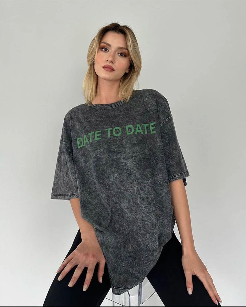 No Chill Co. Acid Wash Oversized Tee — Vintage Street Drop