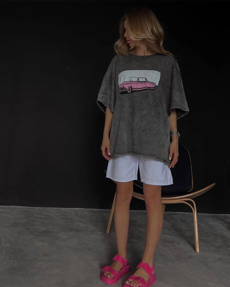 No Chill Co. Acid Wash Oversized Tee — Vintage Street Drop