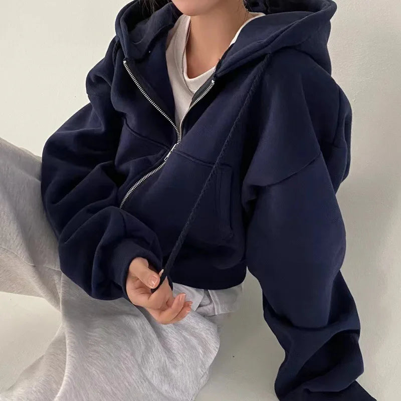 No Chill Co. Minimalist Cropped Zip Hoodie — Casual Comfort Drop