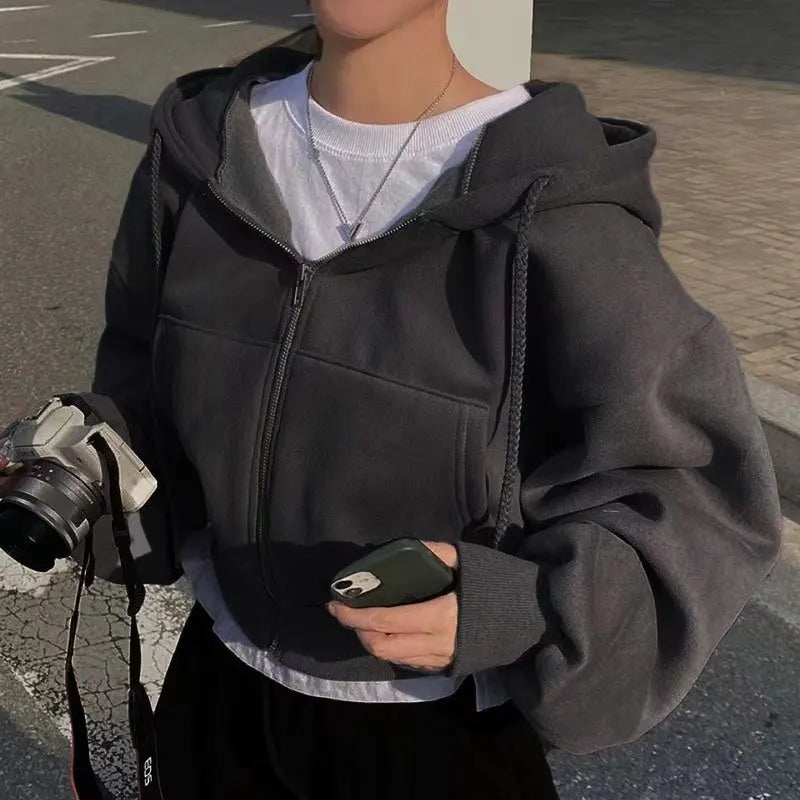 No Chill Co. Minimalist Cropped Zip Hoodie — Casual Comfort Drop