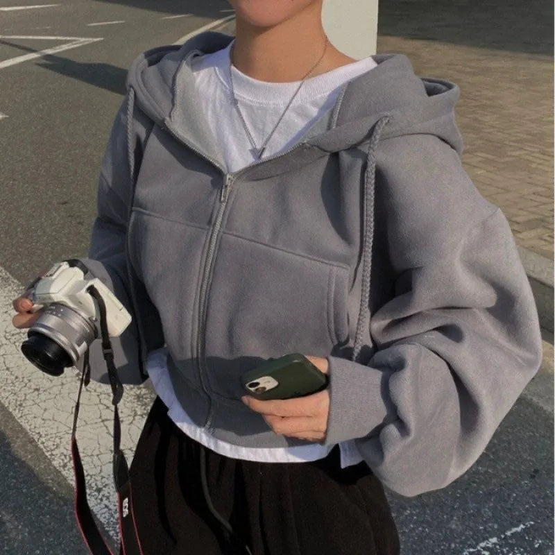 No Chill Co. Minimalist Cropped Zip Hoodie — Casual Comfort Drop