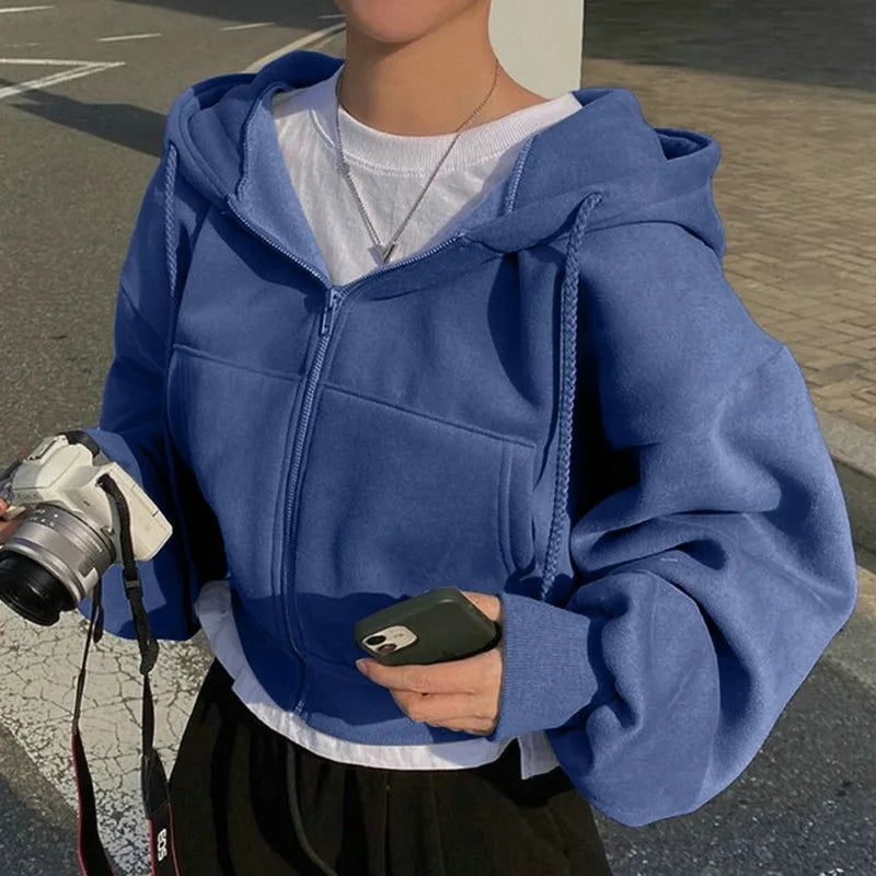 No Chill Co. Minimalist Cropped Zip Hoodie — Casual Comfort Drop