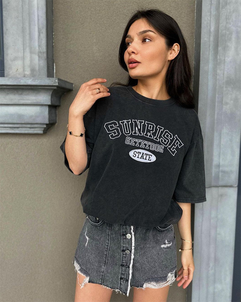 No Chill Co. Acid Wash Oversized Tee — Vintage Street Drop