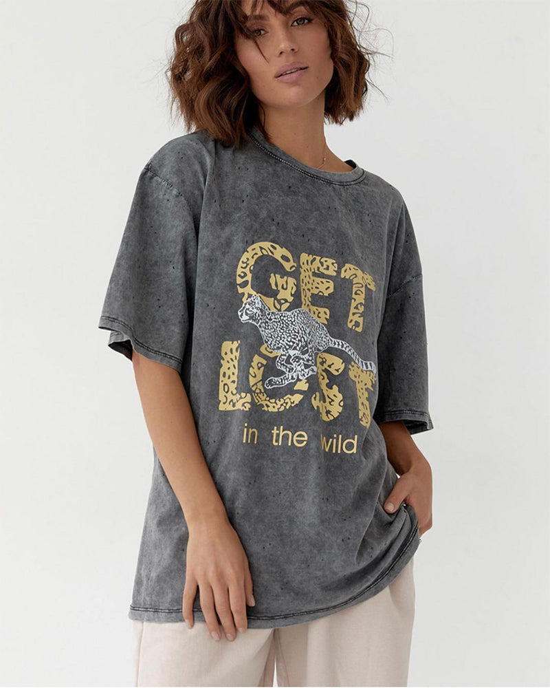 No Chill Co. Acid Wash Oversized Tee — Vintage Street Drop