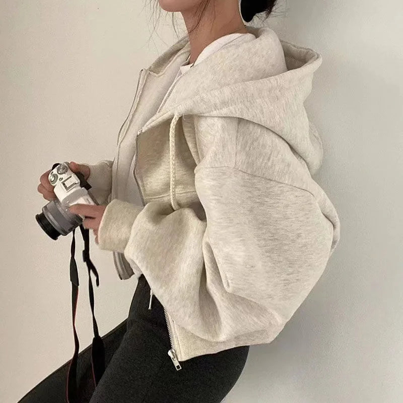 No Chill Co. Minimalist Cropped Zip Hoodie — Casual Comfort Drop