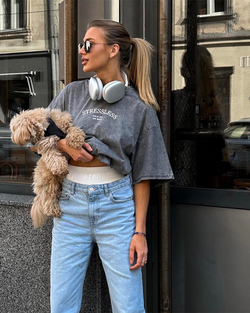 No Chill Co. Acid Wash Oversized Tee — Vintage Street Drop