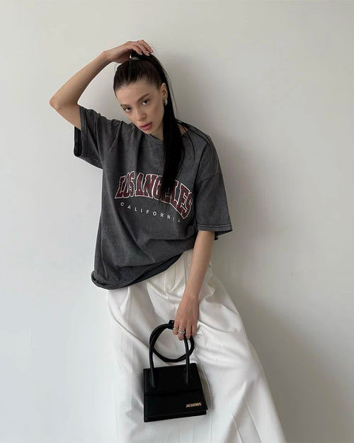 No Chill Co. Acid Wash Oversized Tee — Vintage Street Drop