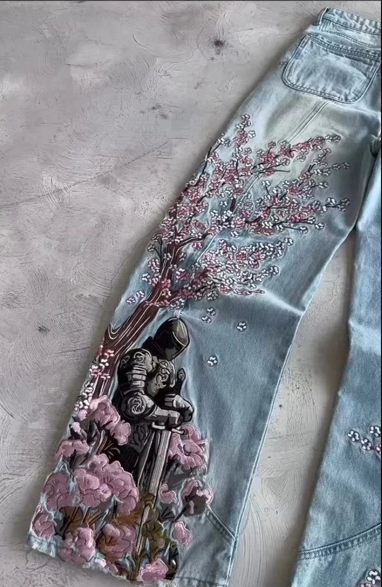 No Chill Co. Sakura Knight Wide-Leg Jeans