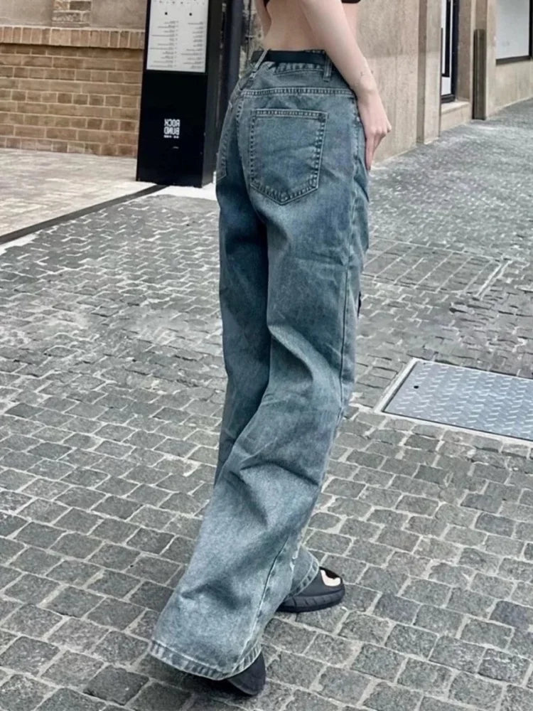 No Chill Co. — Cyber Y2K Transparent Patchwork Baggy Jeans