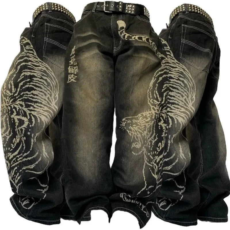 No Chill Co. — Tiger Y2K Wide Leg Jeans | Limited Edition