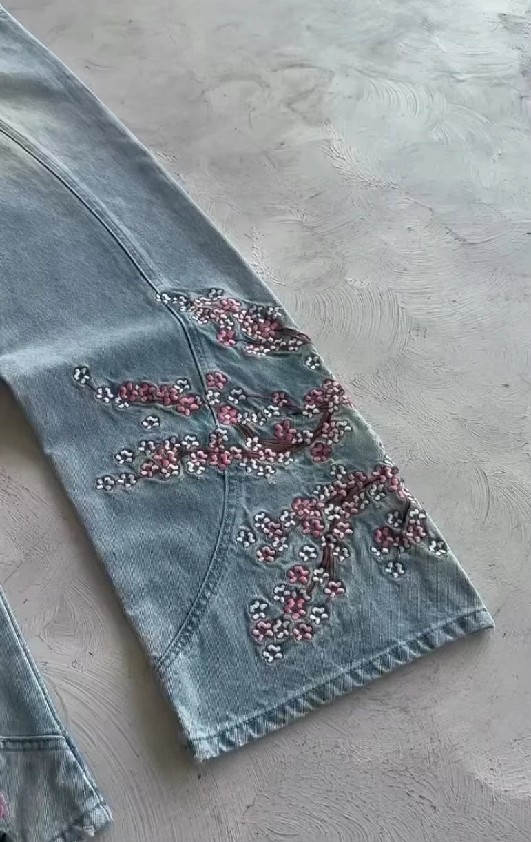 No Chill Co. Sakura Knight Wide-Leg Jeans