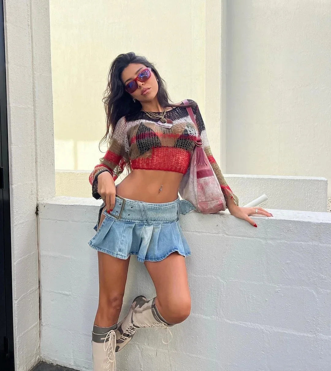 No Chill Co. — Side-Slit Denim Mini Skirt