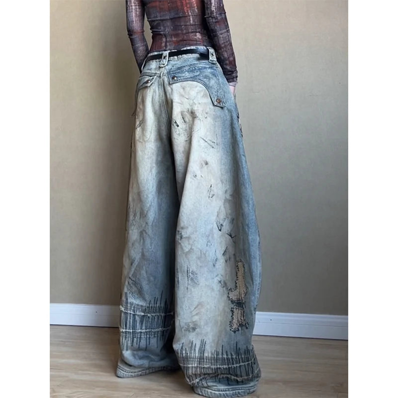No Chill Co. Y2K Grunge Cargo Wide-Leg Jeans