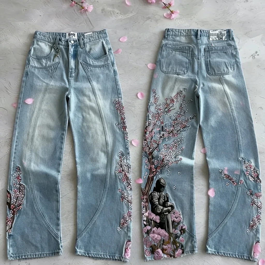 No Chill Co. Sakura Knight Wide-Leg Jeans