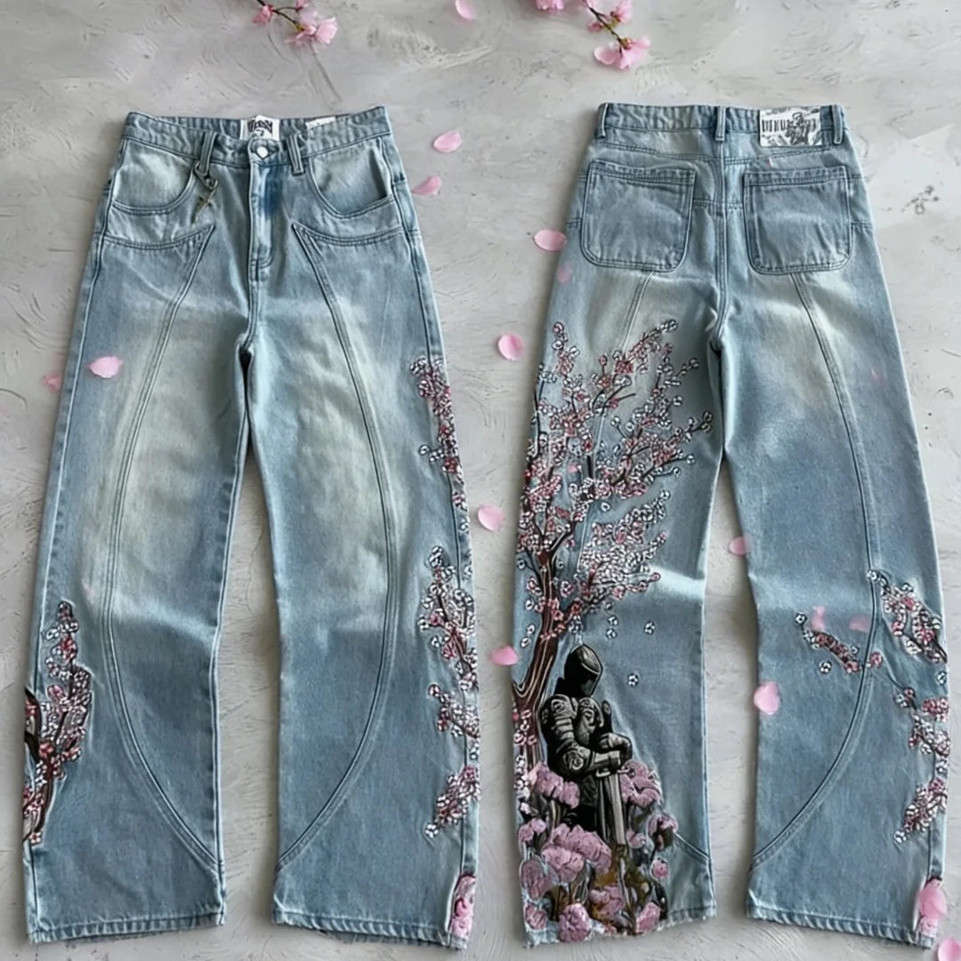 No Chill Co. Sakura Knight Wide-Leg Jeans