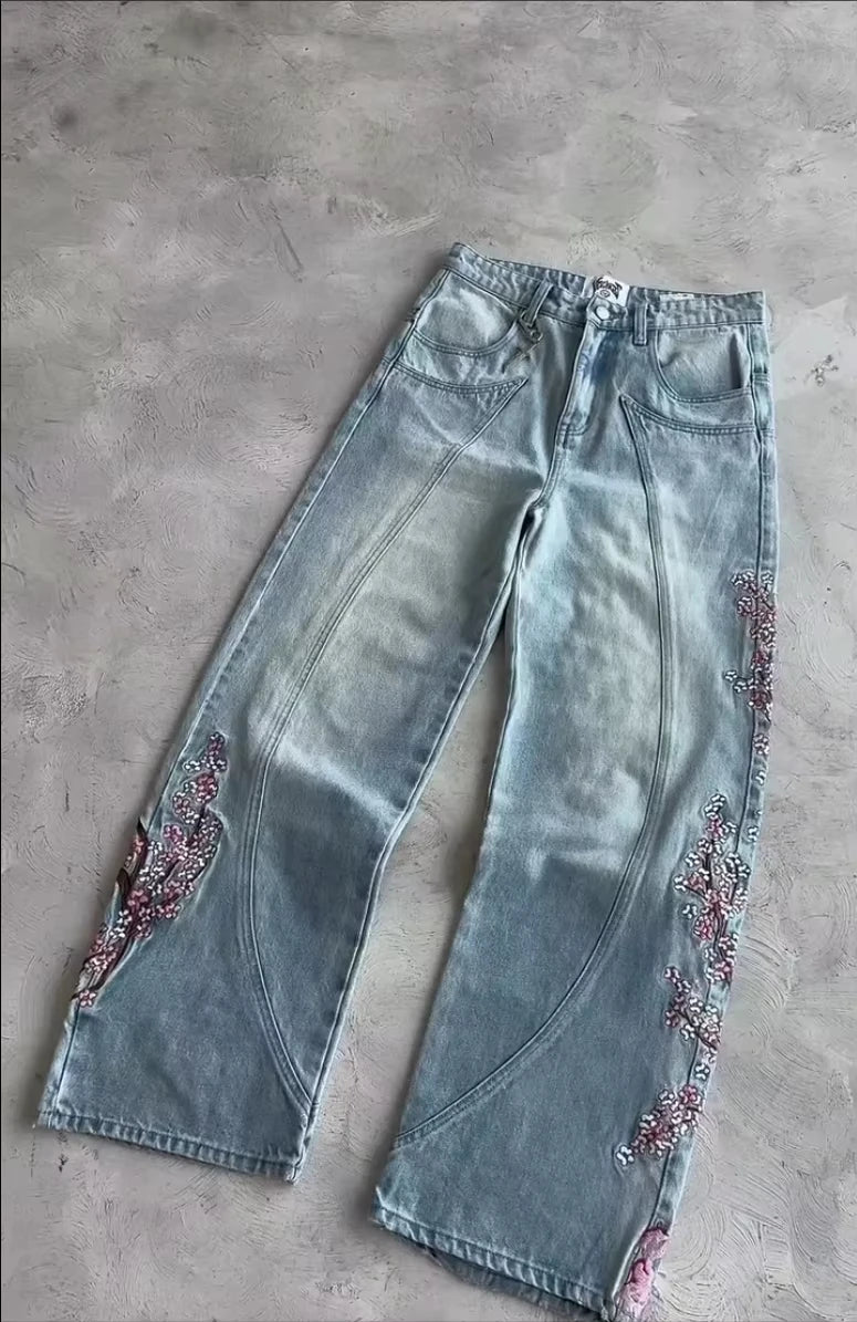 No Chill Co. Sakura Knight Wide-Leg Jeans