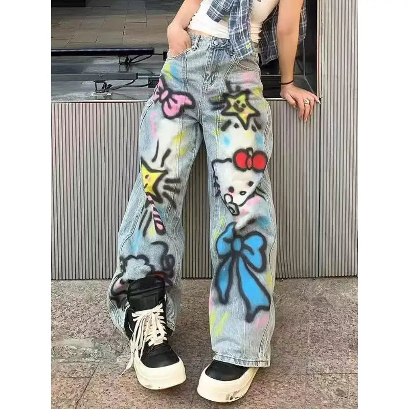 No Chill Co. — Hello Kitty Graffiti Wide-Leg Jeans