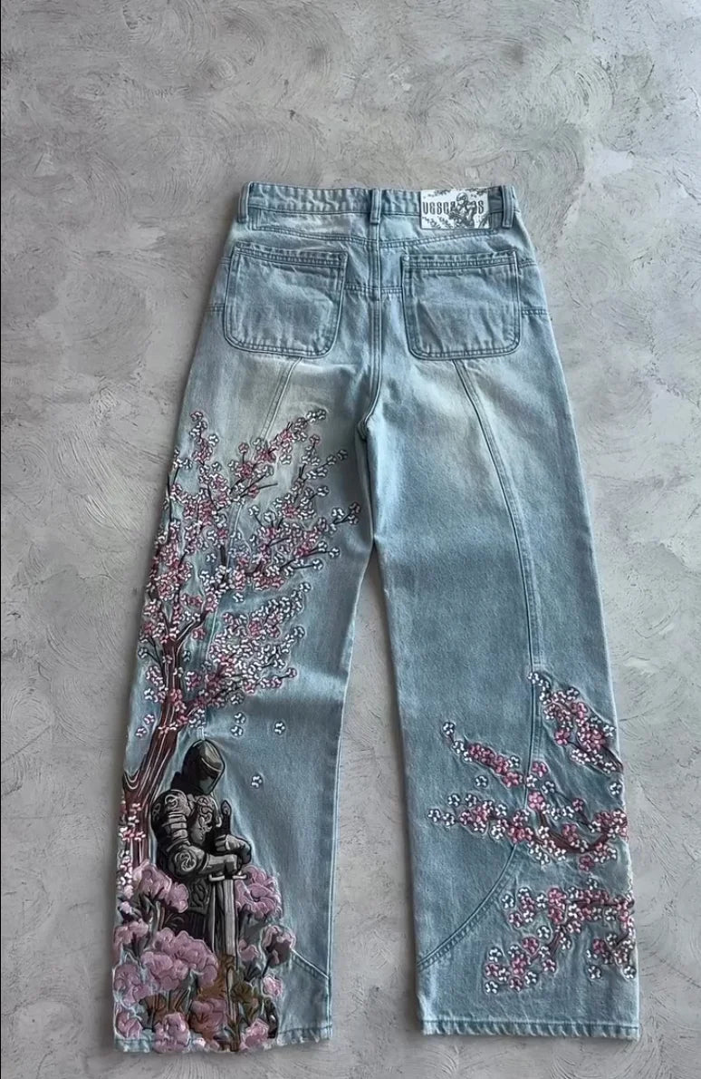 No Chill Co. Sakura Knight Wide-Leg Jeans