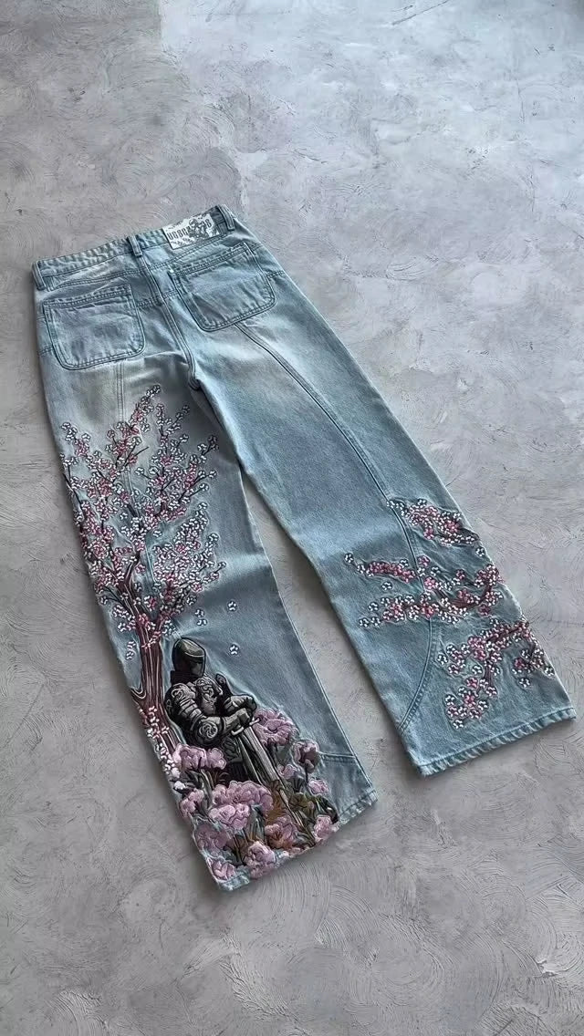No Chill Co. Sakura Knight Wide-Leg Jeans