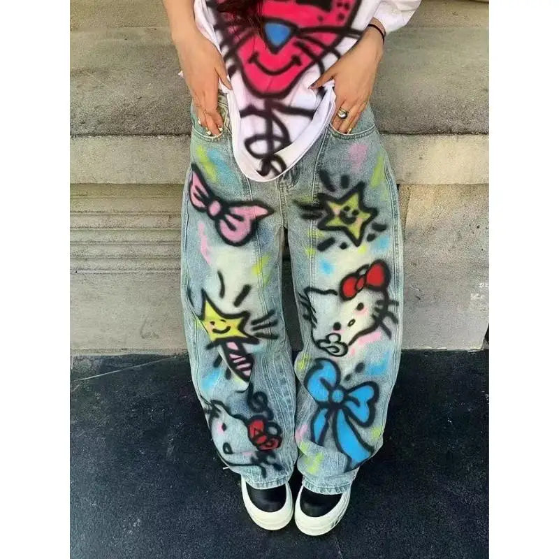 No Chill Co. — Hello Kitty Graffiti Wide-Leg Jeans