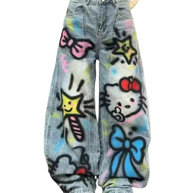 No Chill Co. — Hello Kitty Graffiti Wide-Leg Jeans