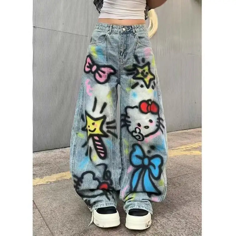 No Chill Co. — Hello Kitty Graffiti Wide-Leg Jeans