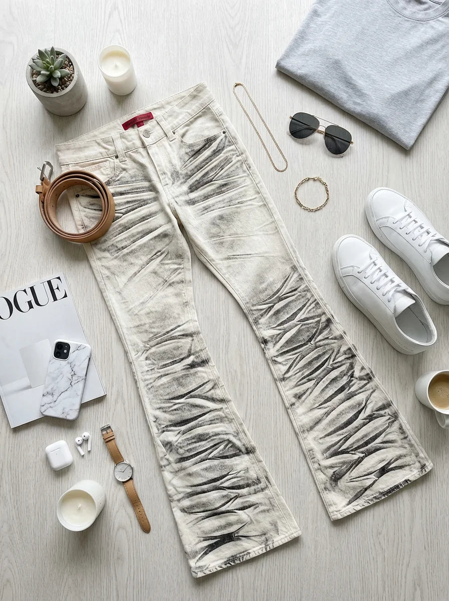 No Chill Co. — Retro Y2K Distressed Flare Jeans | JPOP Edition