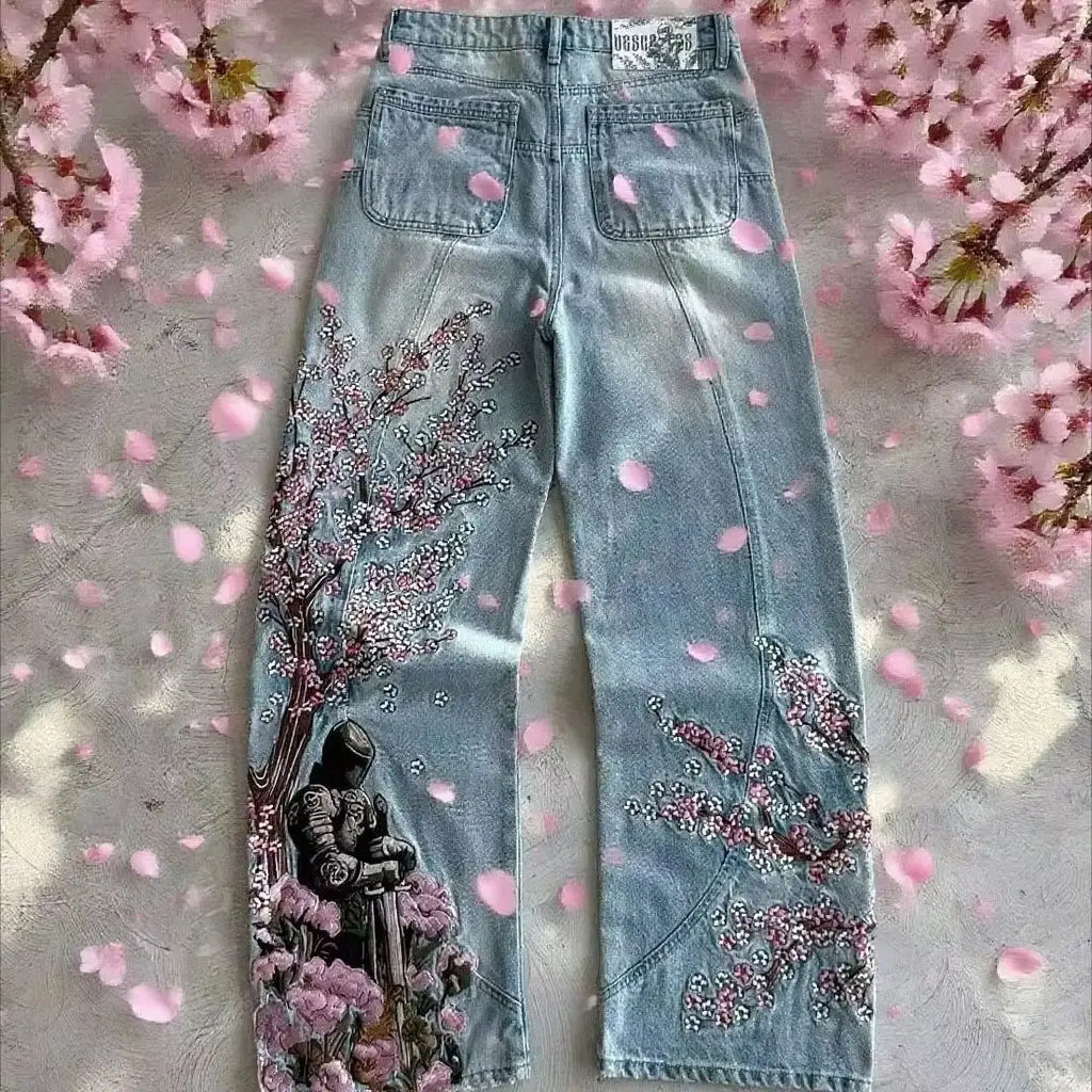 No Chill Co. Sakura Knight Wide-Leg Jeans